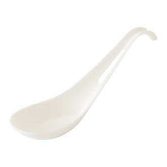 White Ceramic Chinese Soup Spoons / Asian Wonton Soup Spoons (12/Pack)