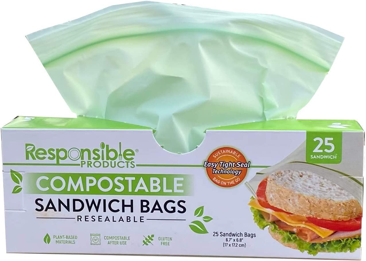 Medium Sandwich Resealable Zip Compostable Food Storage Bags (6.7 inch x 6.8 inch) Bundle Pack, Men's, Size: 6.7 x 6.8