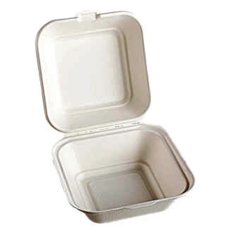 EcoChoice 9 x 9 x 3 Compostable Sugarcane / Bagasse 3 Compartment  Takeout Container - 50/Pack