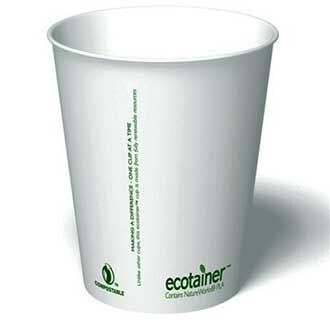 SOLO® Bare Eco-Forward PLA Paper Hot Cups, 12 oz, Leaf Design,  White/Green/Orange, 50/Pack