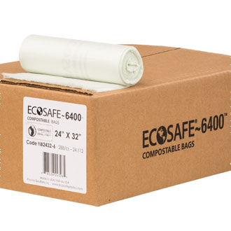 EcoSafe-6400 HB2432-6 Compostable Bag Certified Compostable 13-Gallon Green