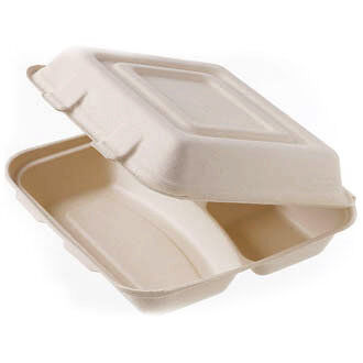 Biodegradable Takeout Paper Food Container Clam Shell Disposable Bagas –  Fastfoodpak