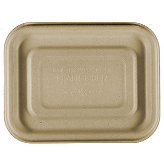 12.75” x 8.5” x 1.25” Compostable Molded Fiber 6 Compartment Tray, Natural,  250 ct.