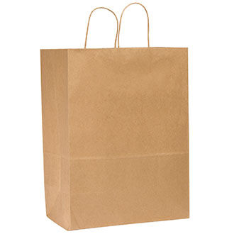 Paper shopping bag with cleaning household products on whi…