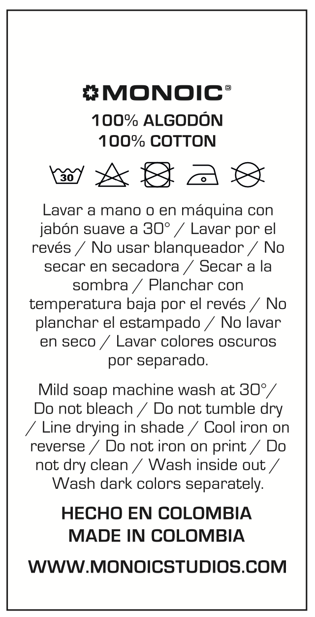 Instrucciones de lavado de una prenda de algodón
