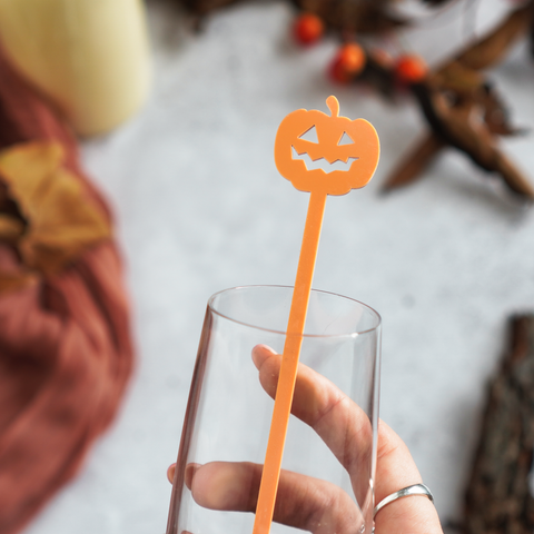 halloween pumpkin drink stirrers
