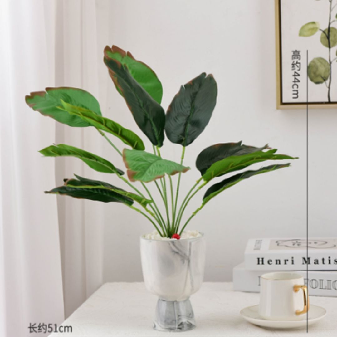 Elegant Marble Pattern Ceramic Flower Pot With Plant - Home Hatch