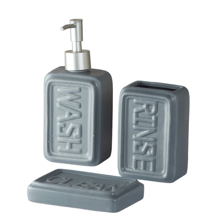 Ceramic Bathroom Set With Soap Dispenser - 3 Pcs