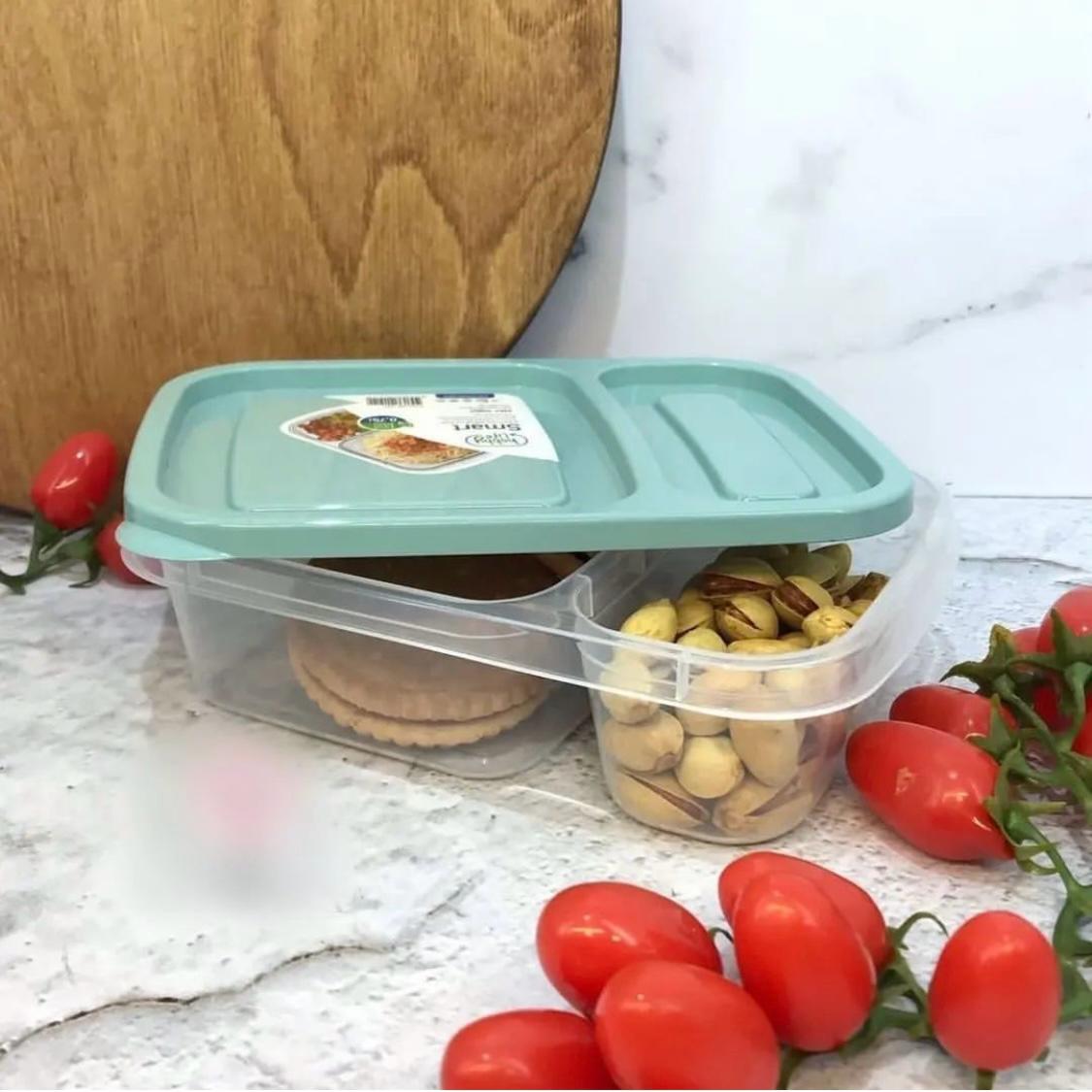 Two Comparted Fridge Storage Box With Lid