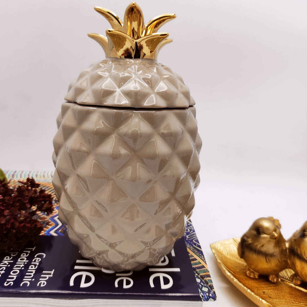 Ceramic Pineapple Airtight Candy Jar | Center Piece - HomeHatchpk