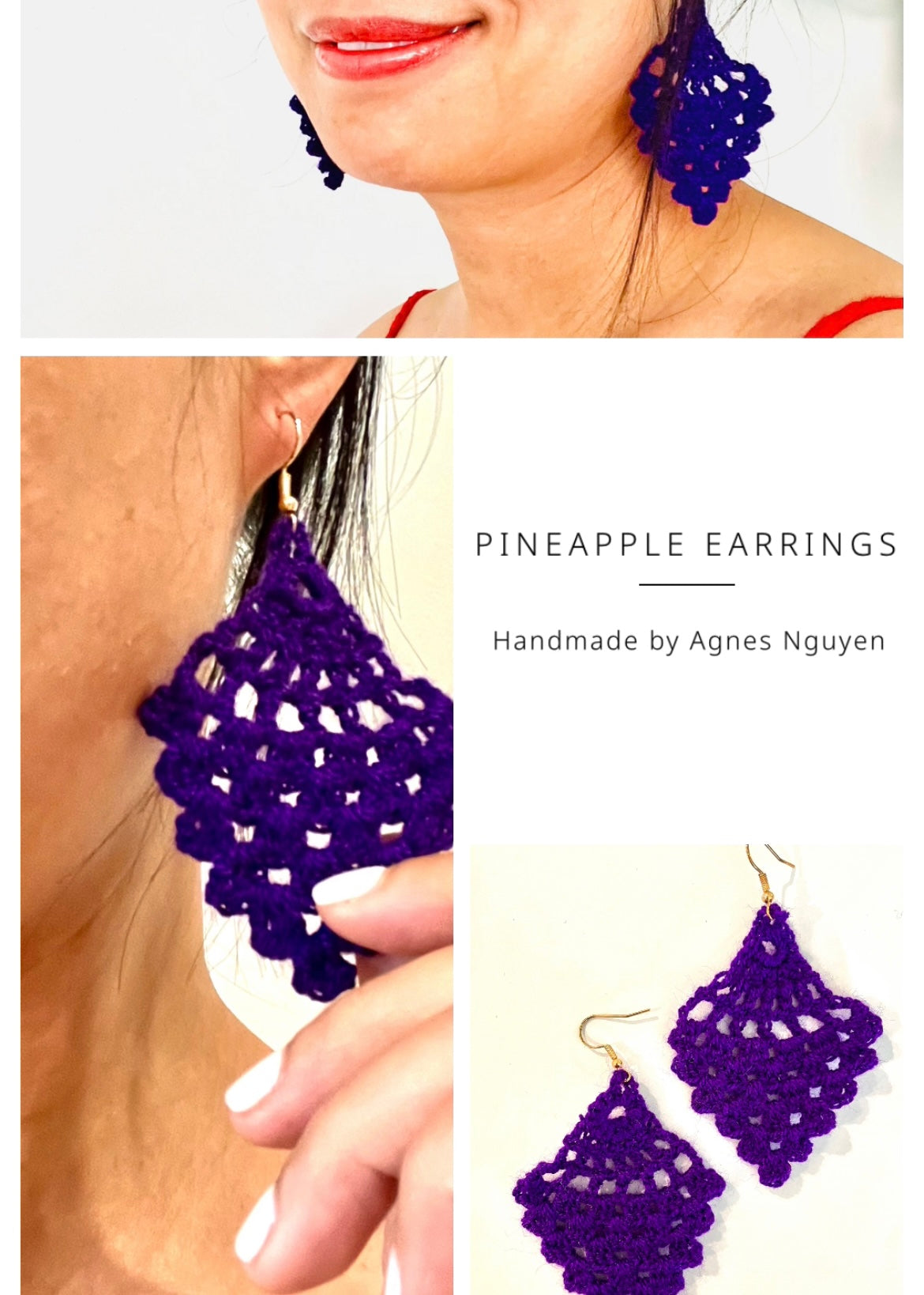 Gorgeous pineapple stitch earrings...#pineapple #earrings #crochet - YouTube