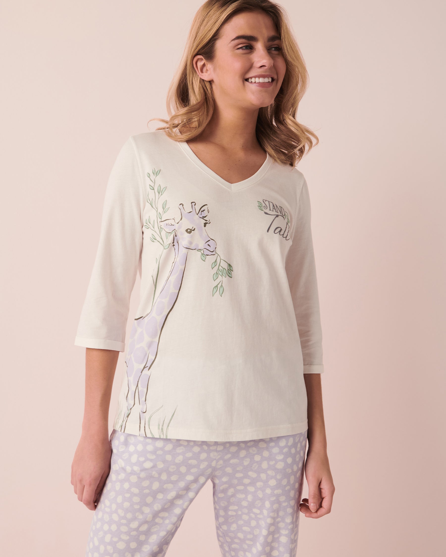 La Vie en Rose Soft Jersey 3/4 Sleeve Shirt Pajamas Blue 40100428 – La Vie  En Rose