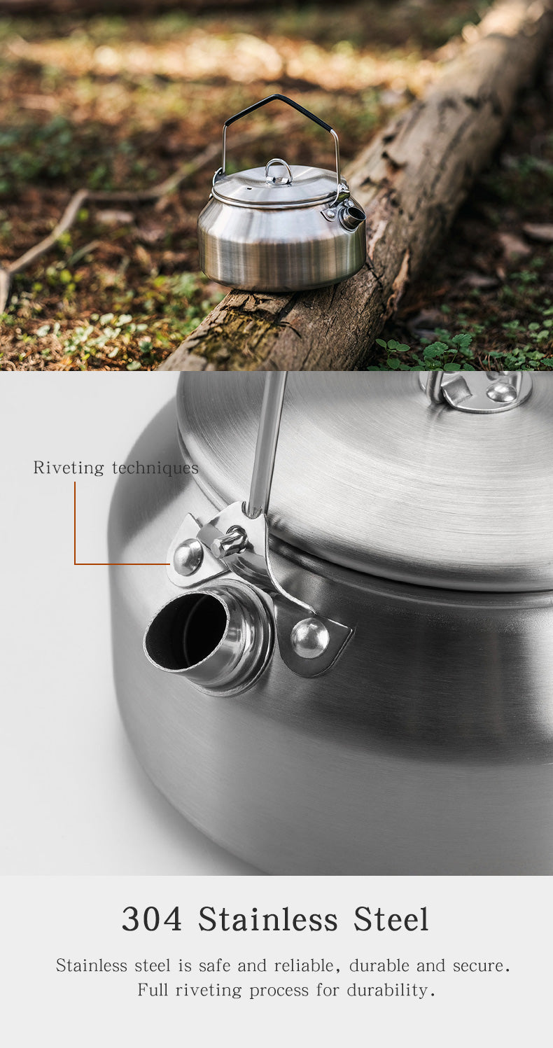 ThousWinds Camping Kettle 1Liter, Camp Tea Coffee Pot Stainless Steel  Outdoor Hiking Kettle Pot Lightweight Durable Camping Tea Kettle