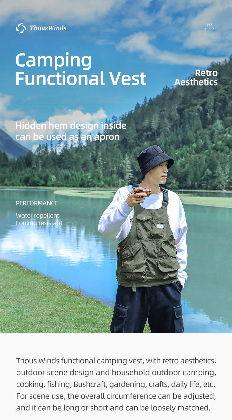 Thous Winds Outdoor Camping Function Vest Jacket Fishing Photography M