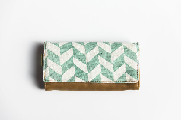 JOYN Foldover Wallet - Mint Herringbone