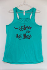 Bless this Hot Mess Bella Tank- Blue