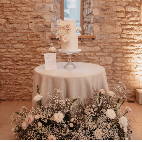 Two tiered wedding cake at Caswell House