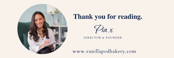 Pia Cato from Vanilla Pod bakery blog signature