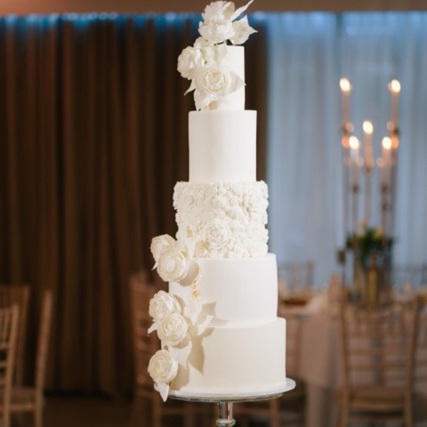 5 Tiered Fondant Iced Wedding Cake at Manor By the Lake