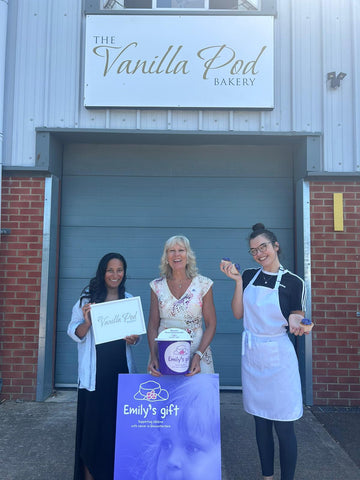 Pia Cato and Bryony from Vanilla Pod Bakery and Julie Kent MBE - Emily’s Gift