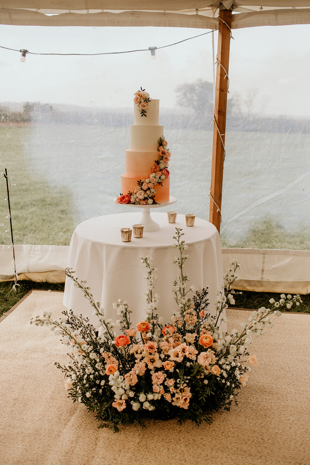Peach Fuzz - 4 Tiered Buttercream Ombre Cake in Pantone Colour of 2024 - Image by Elena Popa Photography