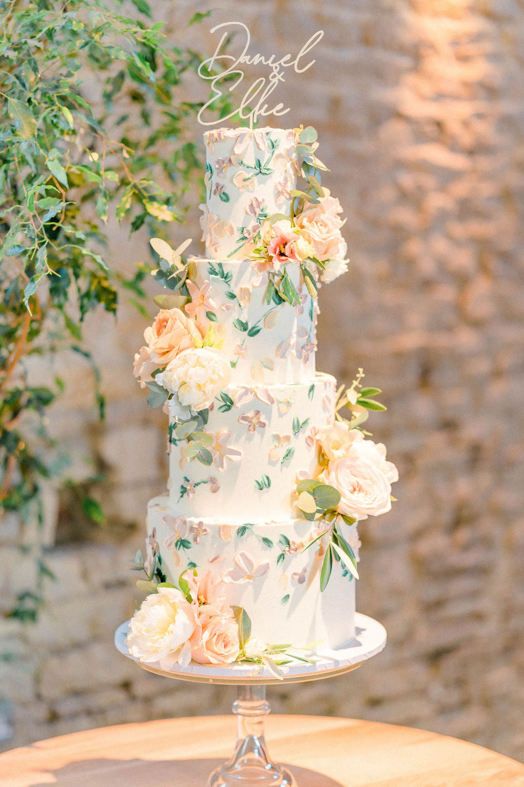 Peach Fuzz 4 Tiered Wedding Cake - 2024 Pantone Colour of the Year - Image by Sarah Jane Ethan Photography