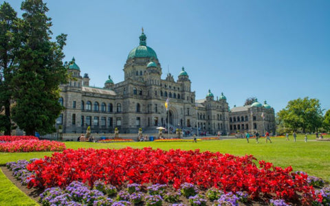 The legislative grounds of Victoria, BC.