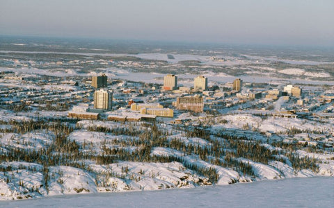 An aerial view of Yellowknife, Northwest Territories.