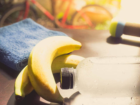 A banana and a bottle of water