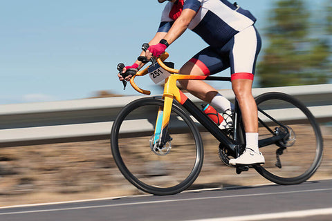 A cyclist wearing cycling bib