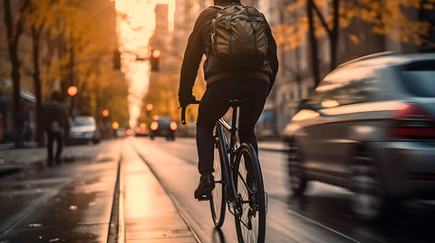 A cyclist riding in a bike lane