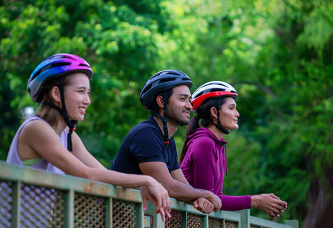 Cyclists enjoying the mental health benefits of cycling