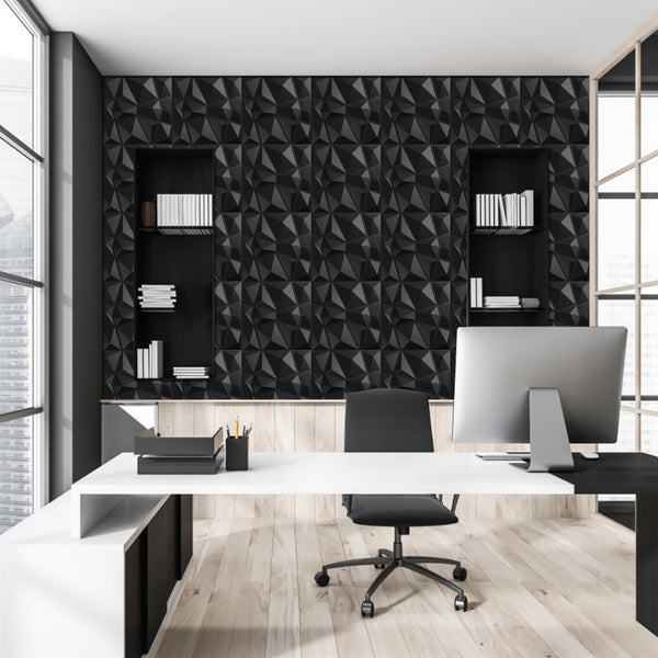 black 3D wall panel stick for office