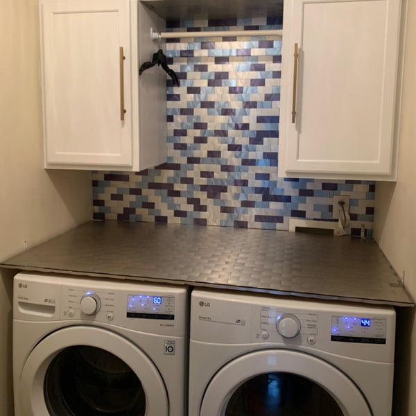 ALU peel and stick tile for laundry room