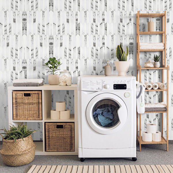 fish scale peel and stick tile for laundry room