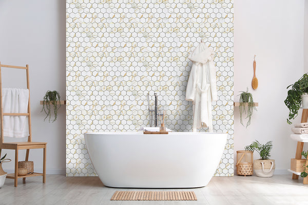 hexagon peel and stick backsplash tile for bathroom