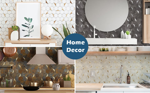 Hexagon peel and stick backsplash tile for home decor