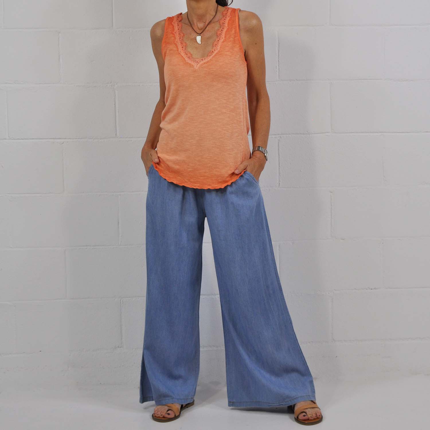 Margaret Mitchell Exponer Paraíso Camiseta tirantes lencera naranja – The Amisy Company