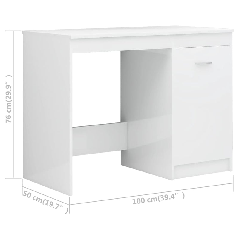 Työpöytä korkeakiilto valkoinen 140x50x76 cm lastulevy 