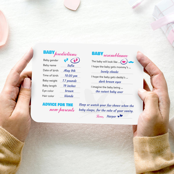 Advice and predictions cards Baby Shower game