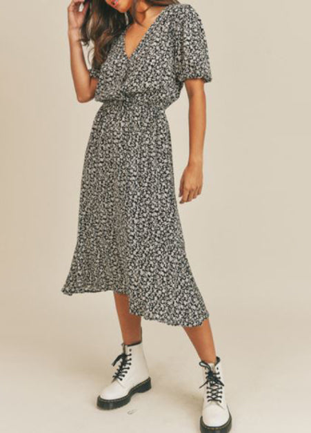 LUSH Floral Print Layover Midi Dress Burnt Out Teacher Boutique