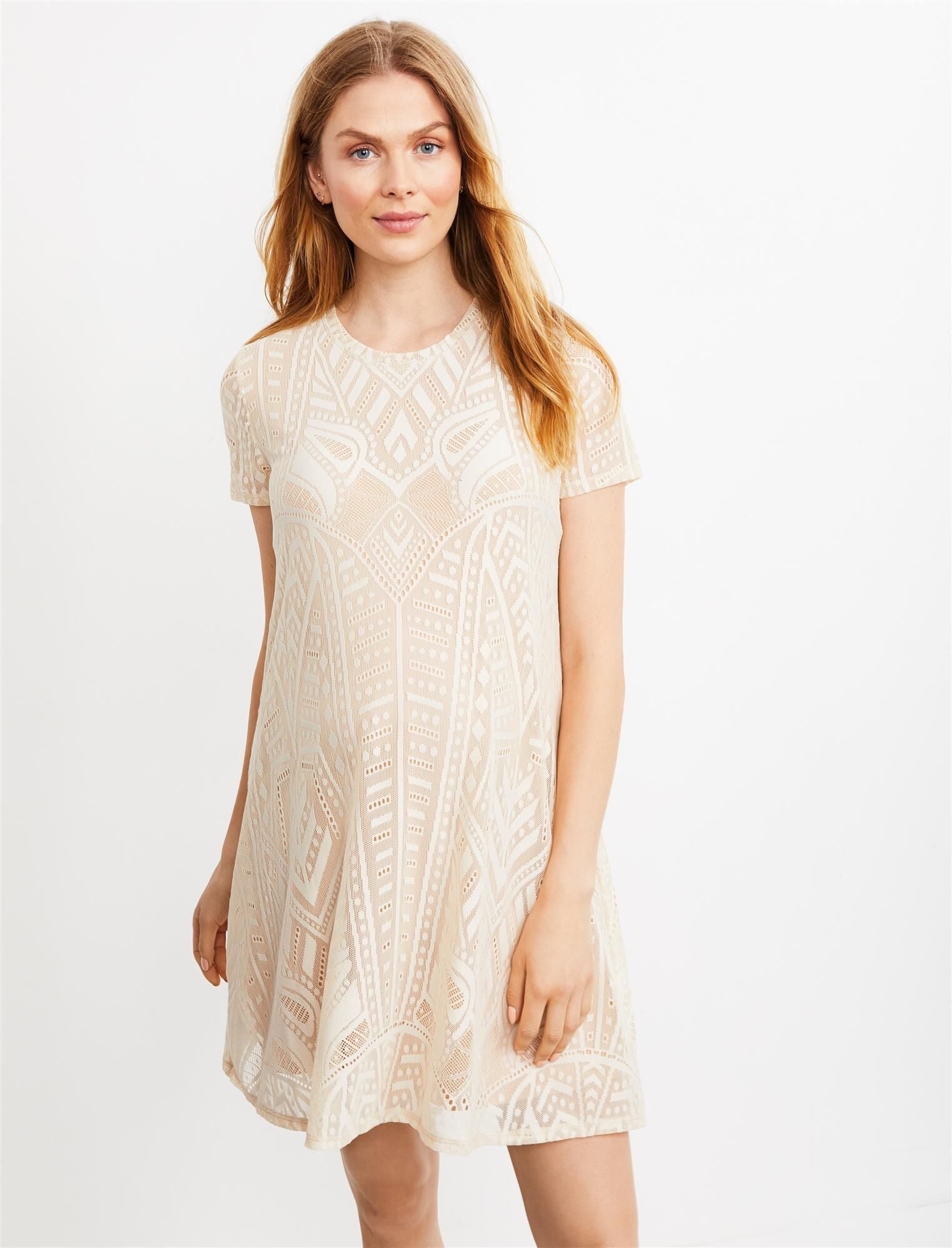 BCBGMAXAZRIA BCBGMAXAZRIA Lace Short Sleeve Maternity Dress in