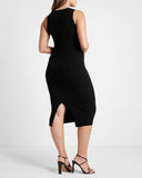 Express, Body Contour Scoop Neck Cutout Sweater Midi Dress in Pitch Black