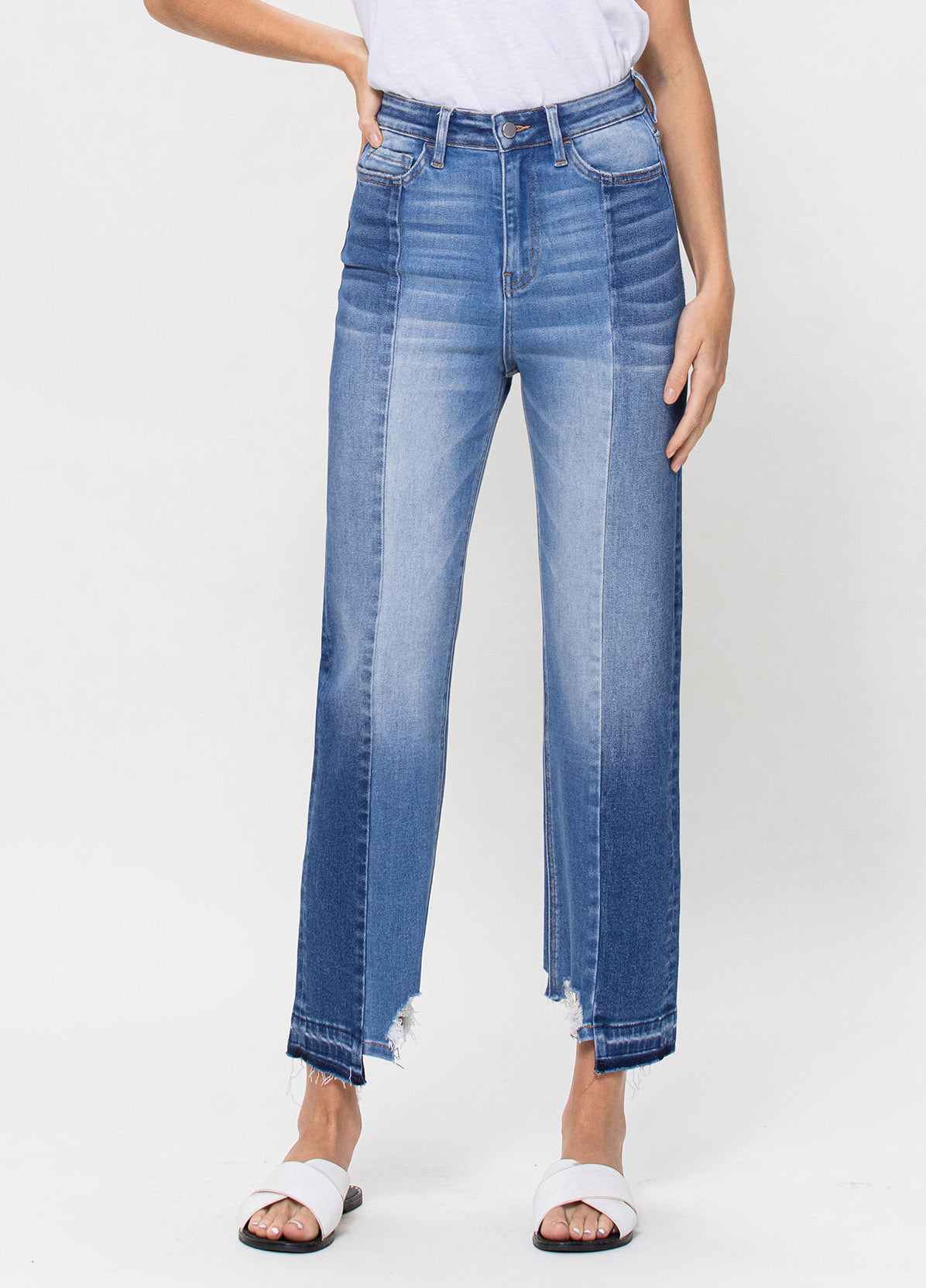 Flying Monkey Contrast Panel Crop Jeans