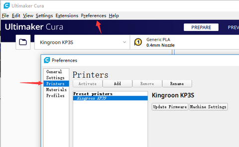 Cura profile kingroon kp3s