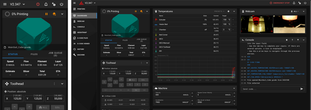 Großsegel-Web-Interface-Klipper