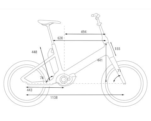 Cube Fold Sport Hybrid 500 electric bike geometry image 20": One Size