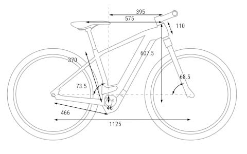 Cube Reaction Hybrid Performance 500 eMTB hardtail geometry image 16" / 27.5 / S