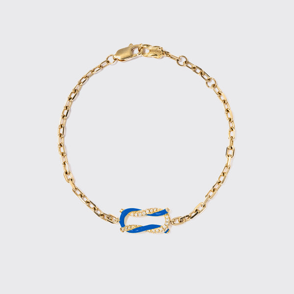 Exceptional Jewelry: Fred, Force 10 bracelet in yellow gold and paved white  diamonds 