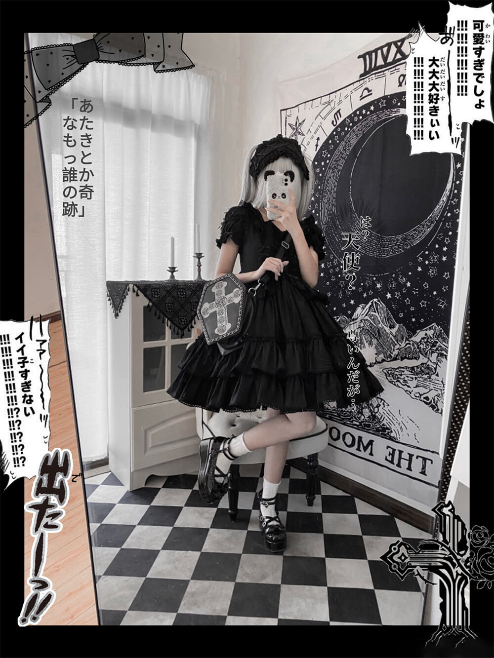 Harajuku Y2K Rose Cross Coffin Bag - Kawaiienvy – kawaiienvy